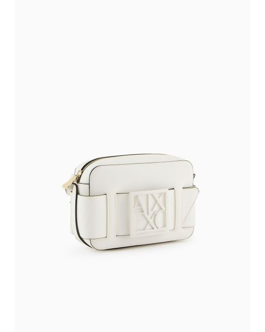 Armani Exchange White Kameratasche Mit Verstellbarem Schultergurt