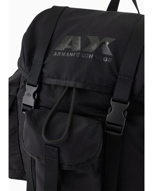 Armani Exchange Black Backpack With Multipockets for men