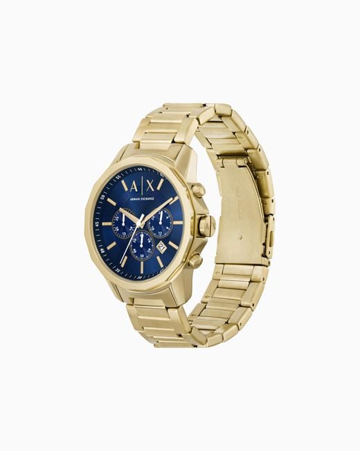 ARMANI EXCHANGE Blue Tone Stainless Steel Chronograph Watch And Bracelet Set for men