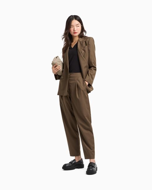 ARMANI EXCHANGE Brown Twill Pleated Trousers