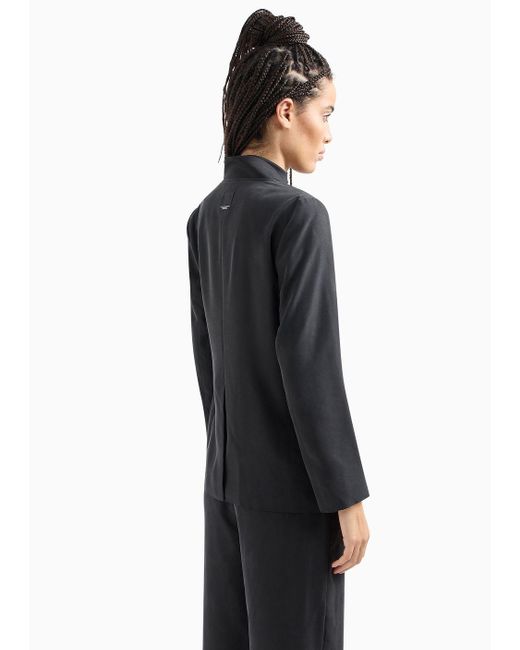 Armani Exchange Black Single-breasted Jacket In Washed And Sandblasted Fabric