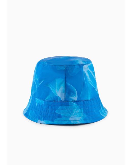 Armani Exchange Blue Cloche In Technical Fabric With Logo for men