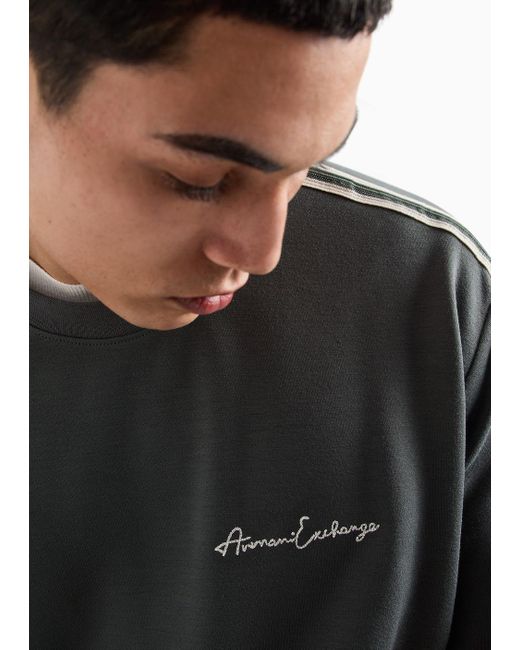 Armani Exchange Gray Signature Logo Crewneck Sweatshirt for men
