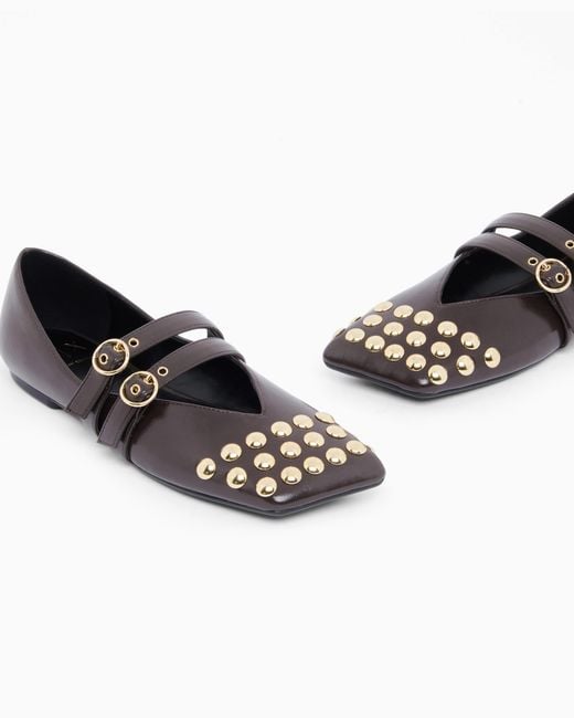 ARMANI EXCHANGE White Ballet Flat With A Smooth And Shiny Finish