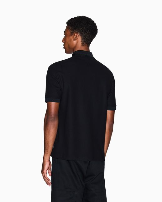 ARMANI EXCHANGE Black Regular Fit Polo Shirt With Patch for men