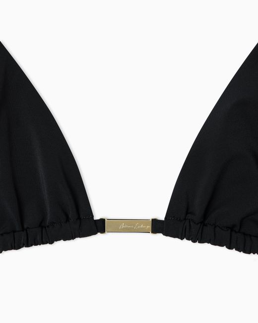 ARMANI EXCHANGE Black Recycled Stretch Fabric Triangle Bikini Top