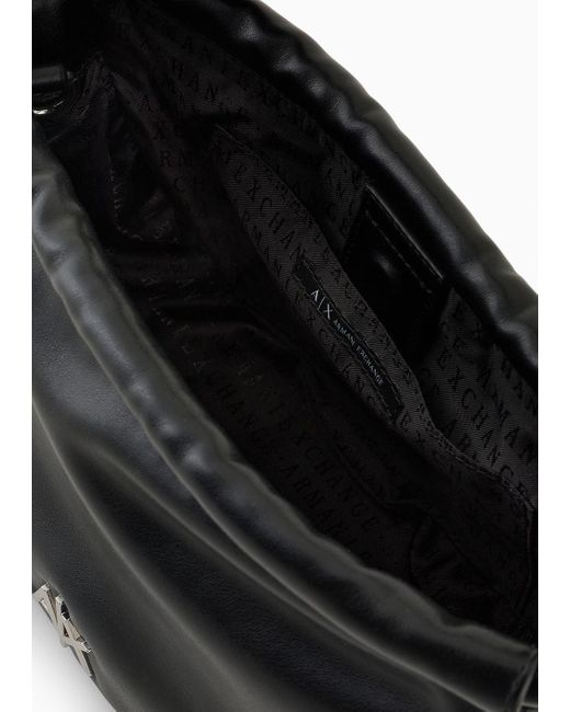 Armani Exchange Black Small Round Handbag With Logo