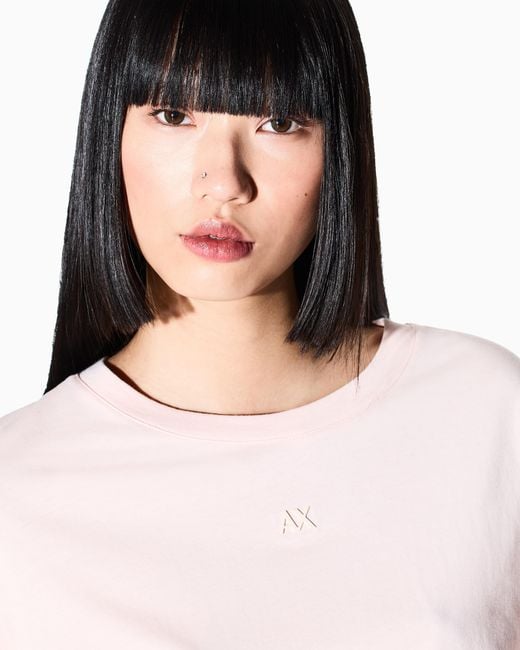 ARMANI EXCHANGE Pink Cropped Cotton Jersey T-Shirt