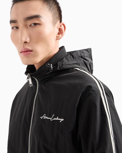 ARMANI EXCHANGE Black Contrasting Bands Jacket With Zip for men