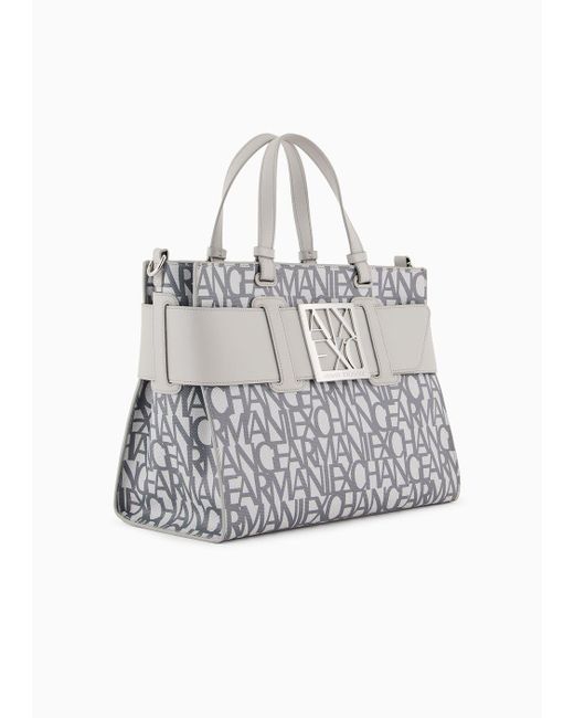 Borsa Tote Grande Con Dettaglio A Contrasto di Armani Exchange in White