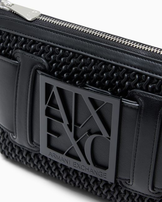 ARMANI EXCHANGE Black Shoulder Bag With Embossed Finish