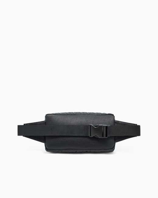 ARMANI EXCHANGE Black Waist Bag With An Embossed Pattern And Adjustable Strap for men