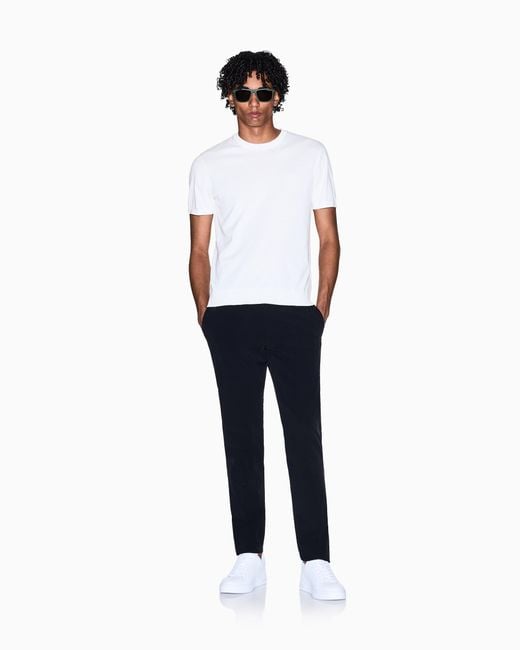 ARMANI EXCHANGE White Cotton Crew Neck T-Shirt With Embroidered Logo Essential for men