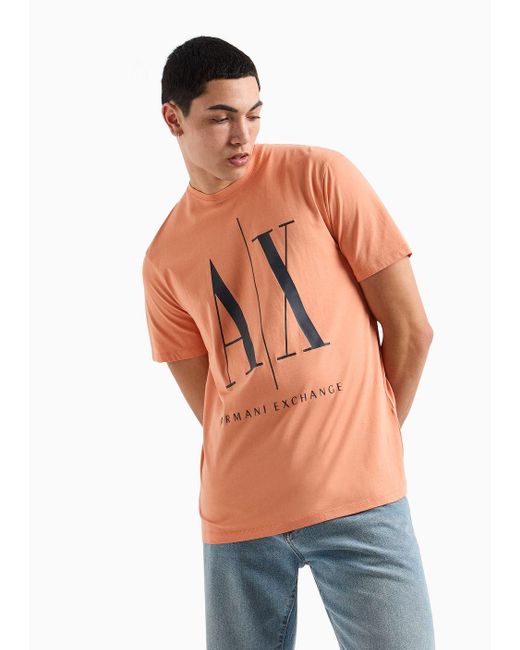 Armani Exchange Jersey-t-shirt In Normaler Passform in Orange für Herren