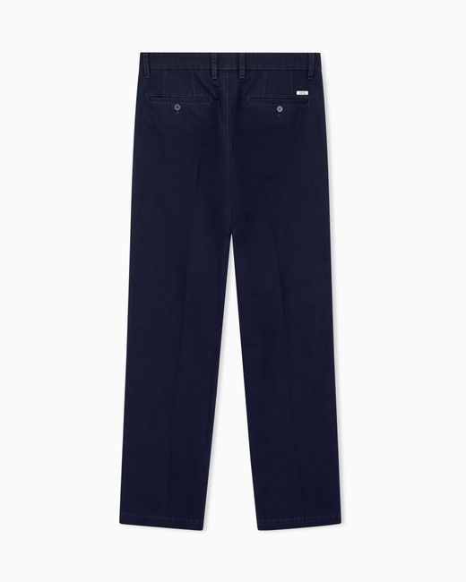 ARMANI EXCHANGE Blue Regular Fit Trousers Cotton Ottoman for men