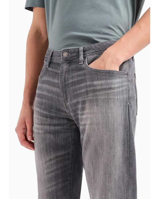Armani Exchange Gray J13 Slim Fit Jeans In Indigo Denim for men