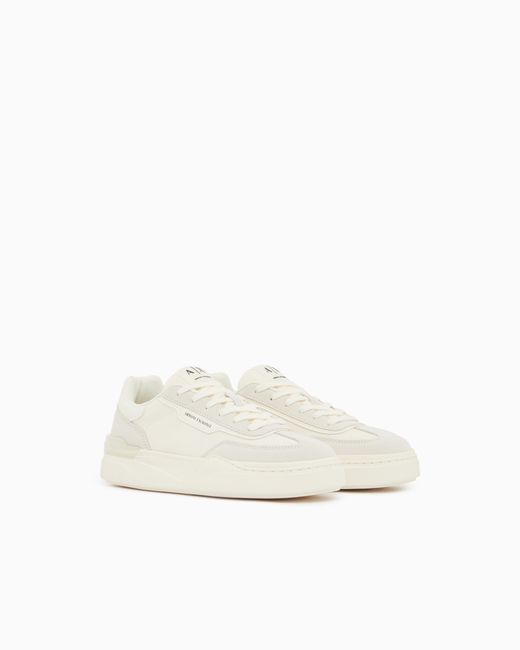 ARMANI EXCHANGE White Sneakers With Suede Inserts for men
