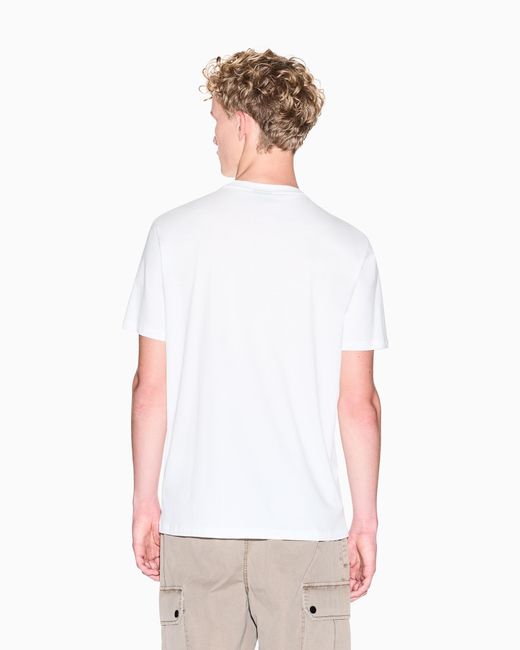 ARMANI EXCHANGE White Slim Fit Jersey T-Shirt With Logo for men