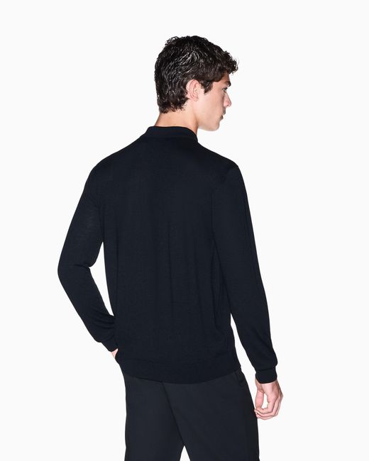 ARMANI EXCHANGE Blue Regular Fit Knit Polo for men