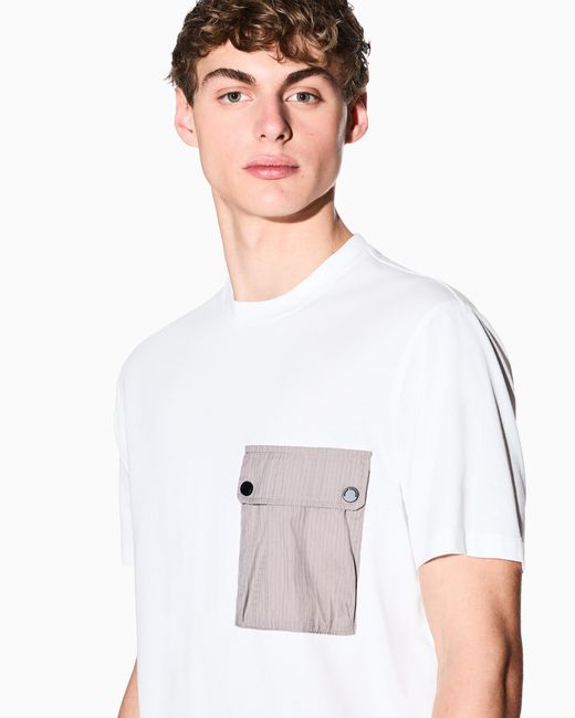 ARMANI EXCHANGE White Regular Fit T-Shirt With Patch Pocket for men