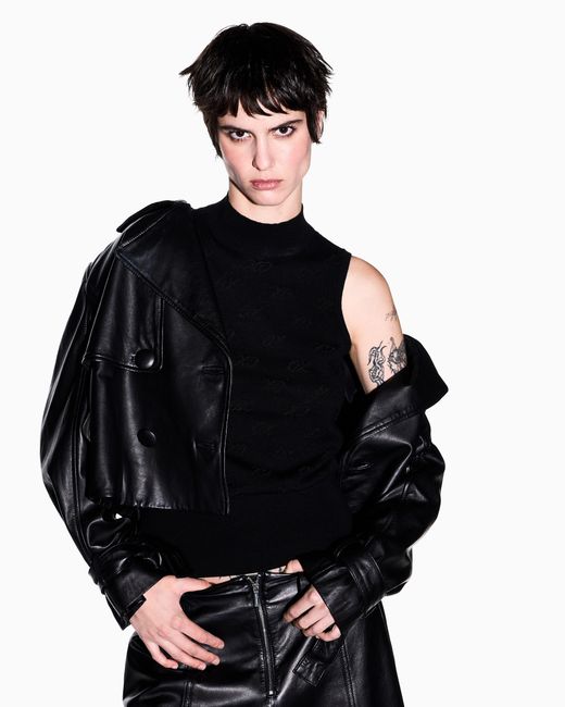 ARMANI EXCHANGE Black Regular Fit Knit Top