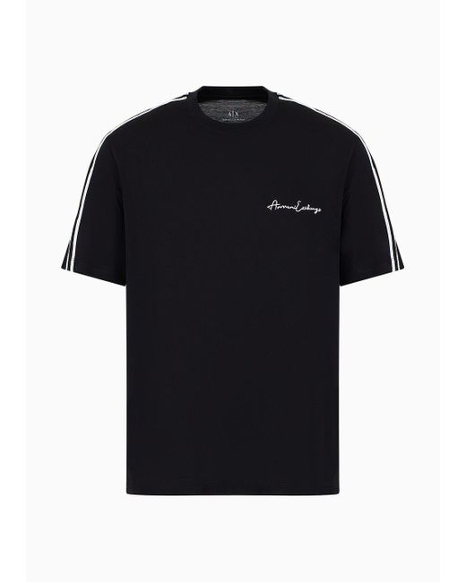 Armani Exchange Black Signature Logo Crew Neck T-shirt for men