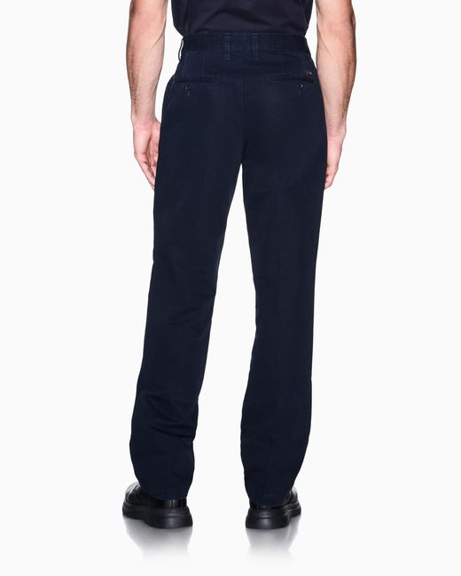 ARMANI EXCHANGE Blue Regular Fit Trousers Cotton Ottoman for men