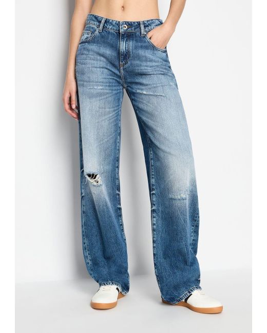 Armani Exchange Blue Jeans Mit Weitem Bein
