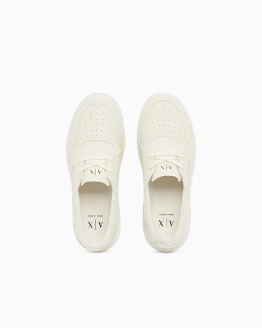 ARMANI EXCHANGE White Sneakers With Crossed Laces And Logo for men