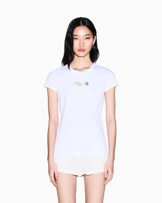 ARMANI EXCHANGE White Slim Fit T-Shirt