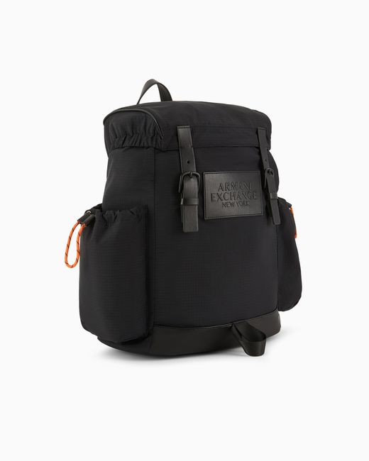 ARMANI EXCHANGE Black Urban Explorer Fabric Backpack for men