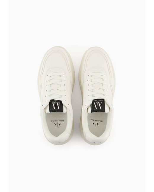 Armani Exchange White Sneakers With Pull Tab On The Back for men