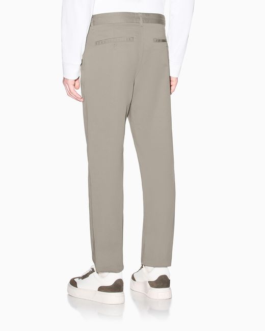 ARMANI EXCHANGE White Stretch Cotton Twill Trousers for men