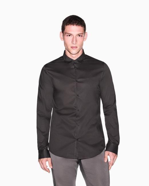 ARMANI EXCHANGE Gray Slim-Fit Shirt Essential for men