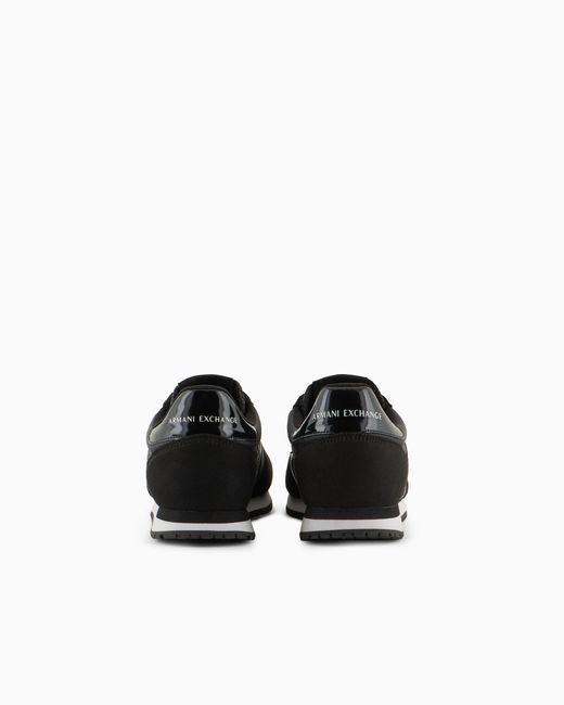 ARMANI EXCHANGE Black Sneakers With Micro-Suede, Mesh And Nylon Details