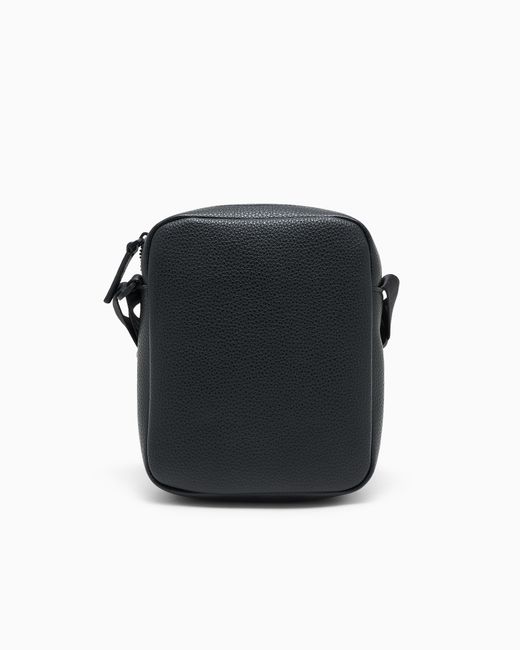 ARMANI EXCHANGE Black Textured Crossbody Bag With An Embossed Logo On The Flap for men