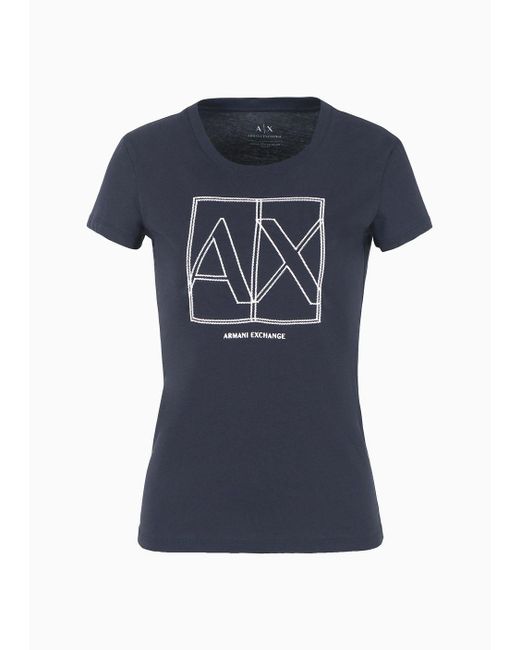 T-shirt Slim Fit In Cotone Organico Asv di Armani Exchange in Blue