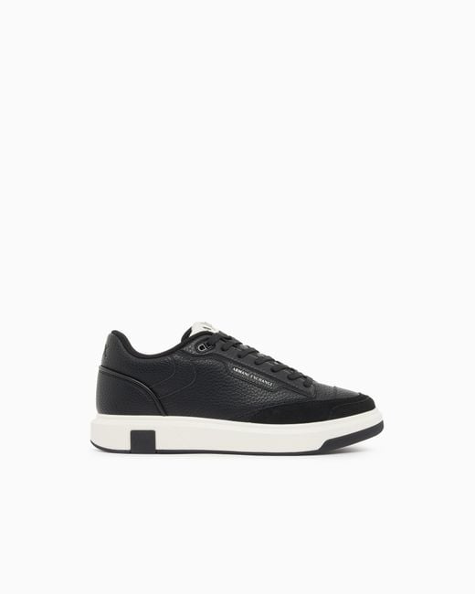 ARMANI EXCHANGE White Sneakers With Suede Inserts And Tumbled Finish for men