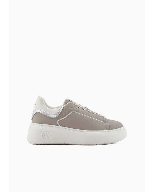 Armani Exchange White Leather Sneakers With Contrasting Detail