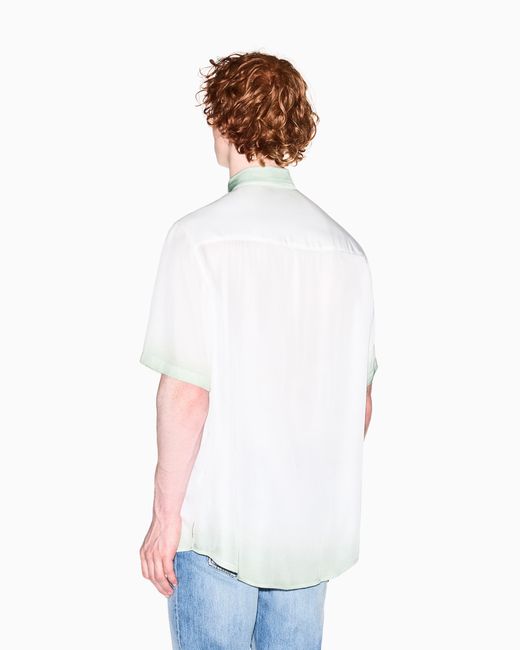 ARMANI EXCHANGE Green Viscose Twill Shirt for men