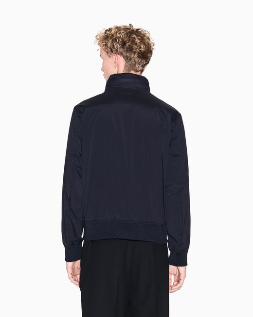 ARMANI EXCHANGE Blue Stretch Nylon Bomber Jacket With High Collar Essential for men