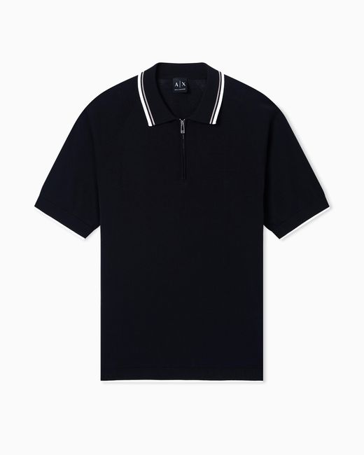ARMANI EXCHANGE Black Cotton Polo Shirt for men