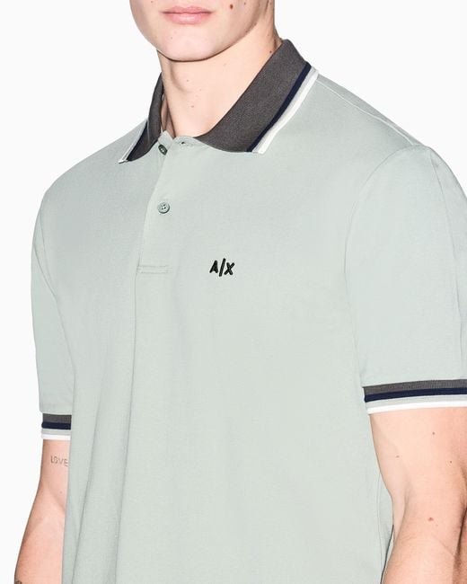 ARMANI EXCHANGE White Cotton Polo Shirt for men