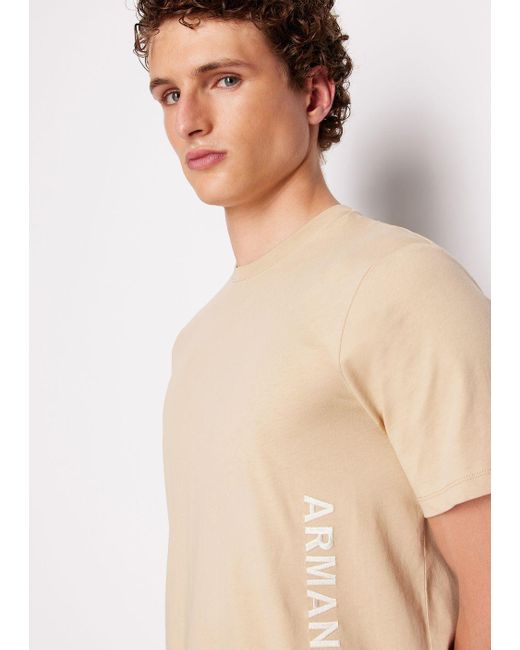 Armani Exchange Natural Regular Fit T-shirt In Asv Organic Cotton With Print for men