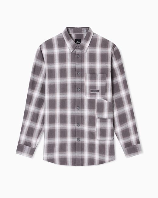 ARMANI EXCHANGE Purple Regular Fit Check Pattern Shirt for men