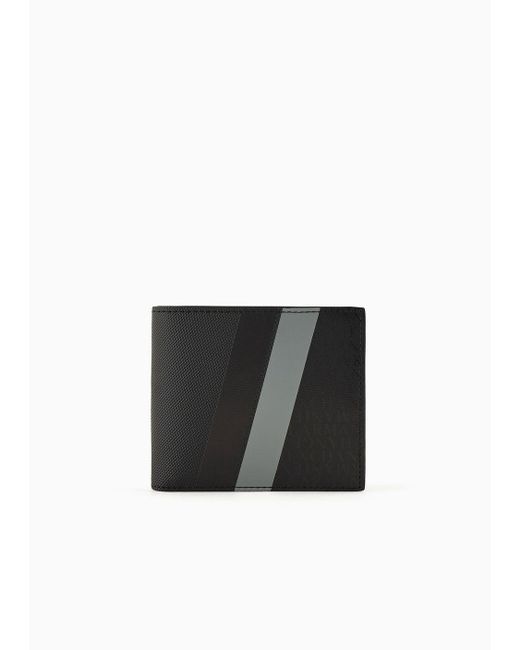 ARMANI EXCHANGE Black Monogram And Stripes Bifold Card Case for men