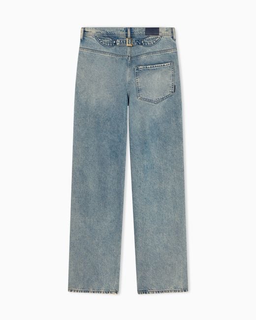 ARMANI EXCHANGE Blue Relaxed Fit Distressed Denim Pants