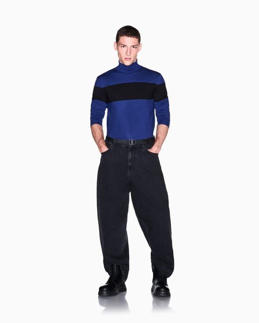 ARMANI EXCHANGE Blue Pullover Viscose Blend for men