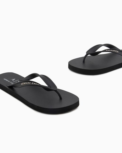 ARMANI EXCHANGE White Pool Flip Flops for men