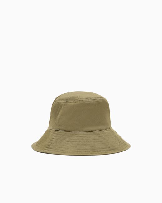 ARMANI EXCHANGE Green Twill Bucket Hat With Ribbons